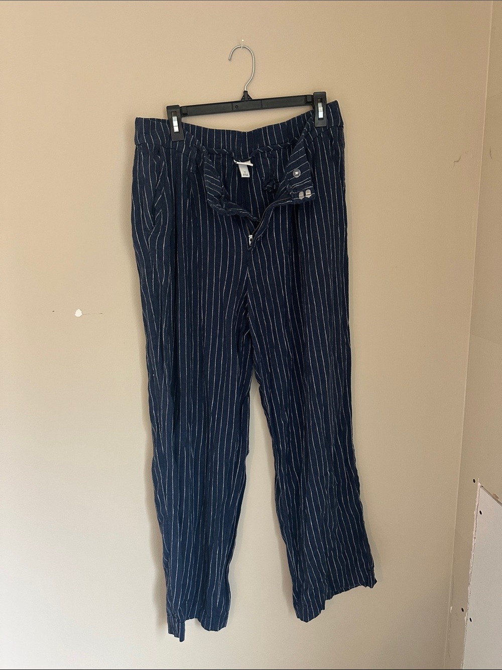 Womens Navy Pinstripe Casual Pants